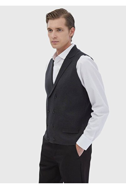 Ramsey Anthracite Plain Knitted Knitwear Vest