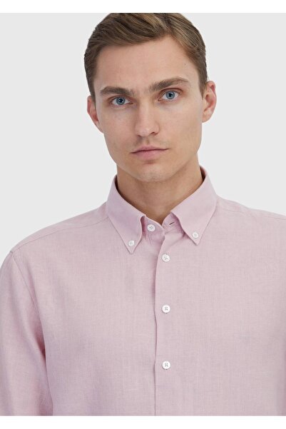 Ramsey Ροζ ίσιο πουκάμισο Casual Fit Woven Casual Cotton Blend