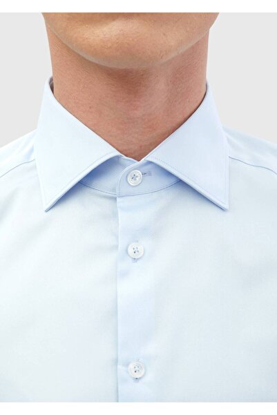 Ramsey Σκούρο μπλε ίσιο υφαντό πουκάμισο 100% βαμβάκι