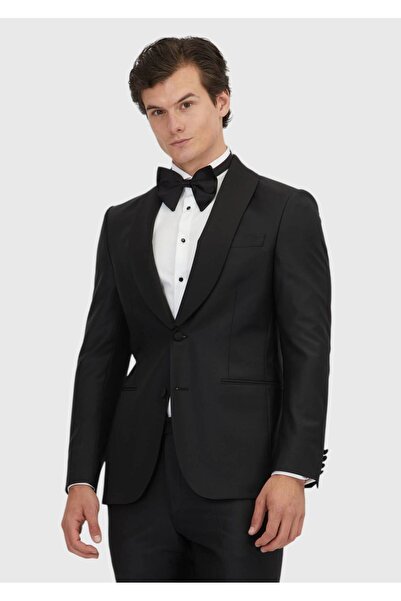 Ramsey بدلة سهرة سوداء مسطحة بتصميم عصري منسوجة