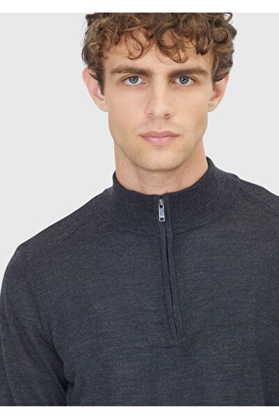 Ramsey Πλεκτό πουλόβερ με μισό ζιβάγκο από ανθρακί