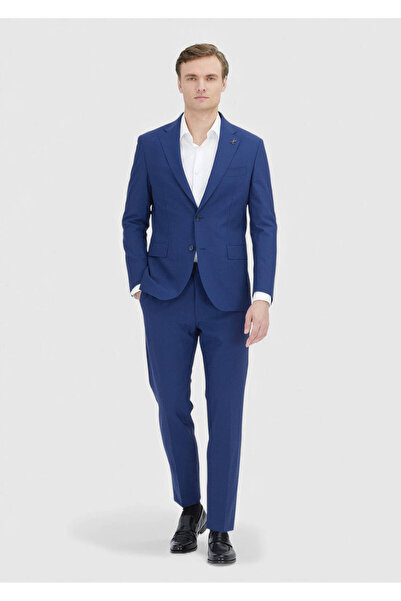 Ramsey Blue Striped Zeroweight Slim Fit Wool Blend Suit