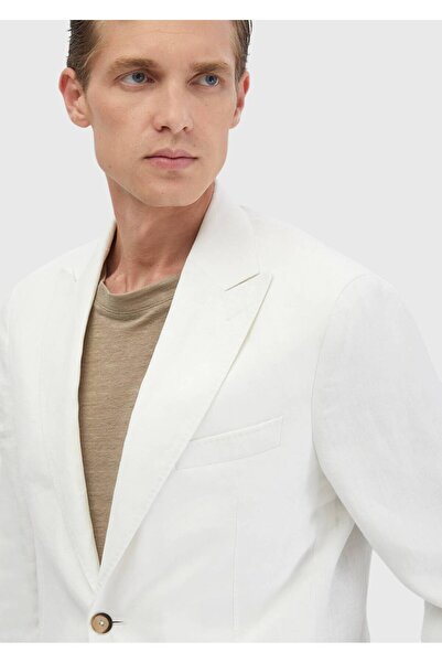 Ramsey White Plain Zeroweight Slim Fit 100% Linen Suit