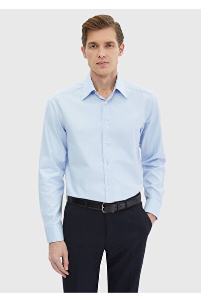 Ramsey Синя пряма класична сорочка з 100% бавовни