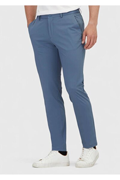 Ramsey Μπλε ίσιο πλεκτό παντελόνι Jogging Fit Casual