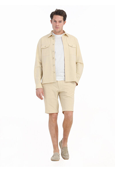 Ramsey Casual Yellow Striped Cotton Blend Jogging Bermuda