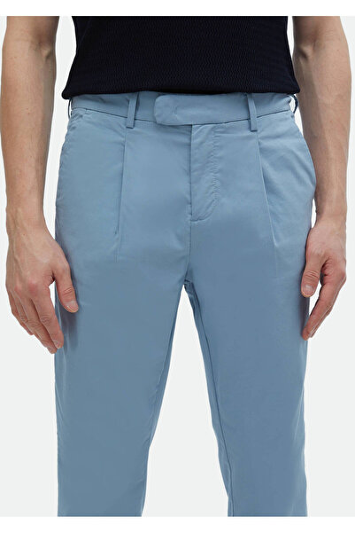 Ramsey Blue Regular Fit Casual Cotton Blended Trousers