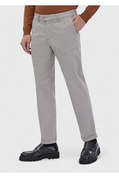 Ramsey Beige Plain Woven Regular Fit Casual Cotton Blended Trousers
