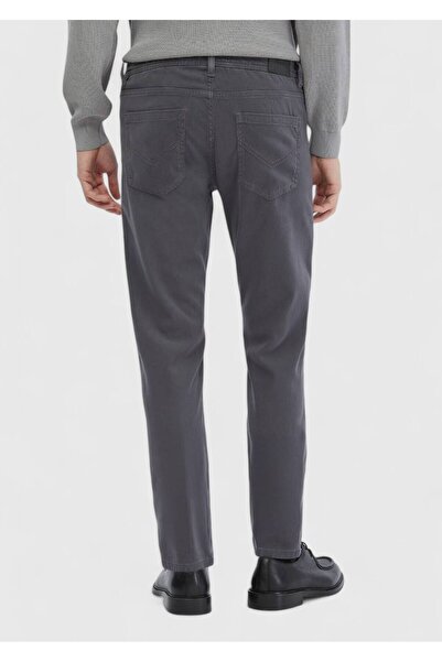 Ramsey Σκούρο γκρι ίσιο υφαντό παντελόνι με λεπτή εφαρμογή casual βαμβακερό ανάμεικτο