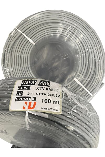 Ahd 100 Metre Güvenlik Kamera Kablosu 2+1 0.22 Cctv Kablo