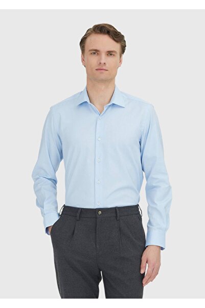 Ramsey Blue Regular Fit Woven Classic 100% Cotton Shirt