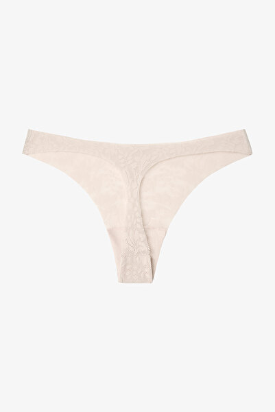 Penti Invisible Laser Cut Lace Light Beige Thong Panties