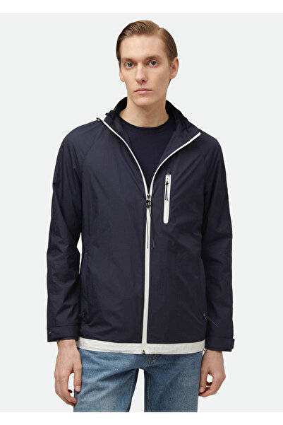 Ramsey Μπλε Navy Regular Fit με κουκούλα τζιν υφαντό παλτό