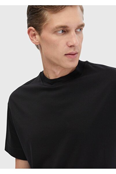 Ramsey Μαύρο μπλουζάκι με λαιμόκοψη 100% βαμβάκι