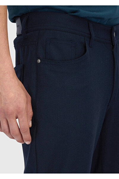 Ramsey Navy Blue Plain Woven Slim Fit Casual Trousers