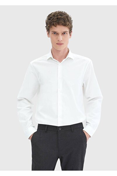 Ramsey Біла гладка тканина Casual Fit Кашемір Casual 100% бавовна Сорочка