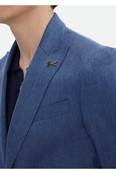 Ramsey Indigo Patterned Zeroweight Slim Fit Cotton Blended Jacket