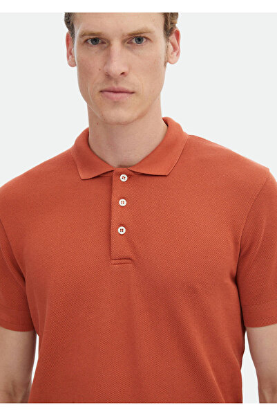 Ramsey Μπλουζάκι Polo Neck Orange Jacquard 100% βαμβάκι