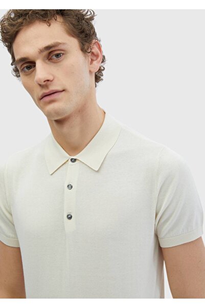 Ramsey Πλεκτό από 100% βαμβάκι με λαιμόκοψη εκρού