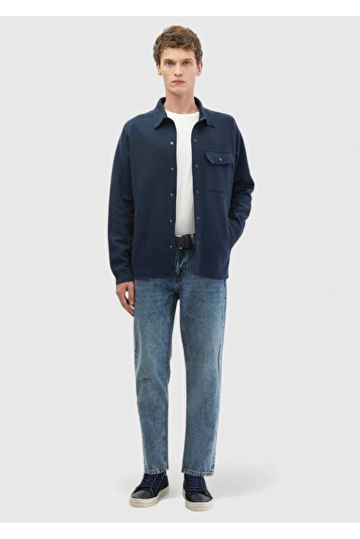 Ramsey Navy Blue Polo Neck Plain Sweatshirt