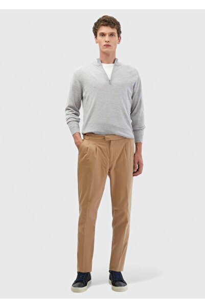 Ramsey Світло-сірий напіврибальський комір, прямий в'язка, 100% вовна, трикотажний светр