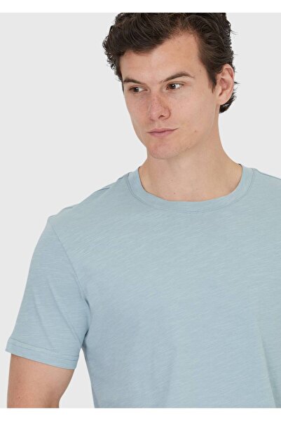 Ramsey Blue Plain Crew Neck 100% Cotton T-Shirt