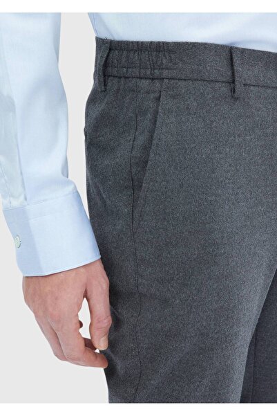 Ramsey Gray Plain Woven Jogging Fit Casual Trousers