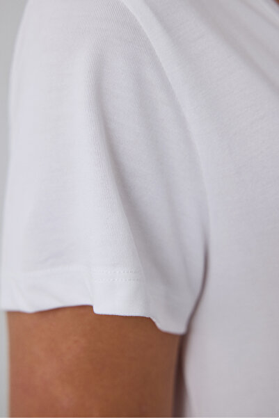 Penti White Modal V-Neck Short Sleeve T-Shirt