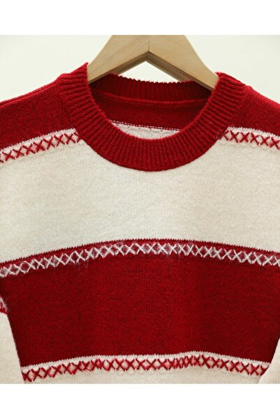 Modamorfo Cross patterned knitted tunic - red