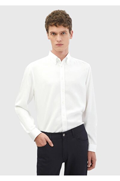 Ramsey Cămașă casual țesută, albă, simplă