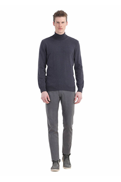 Ramsey Purple Full Turtleneck Jacquard Wool Blend Sweater