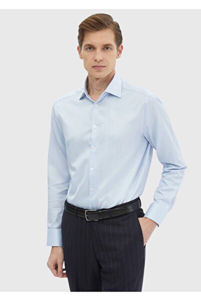 Ramsey Синя сорочка з класичним кроєм та візерунком, 100% бавовна