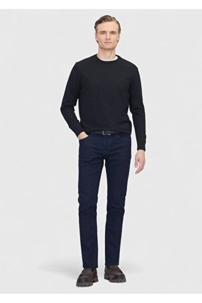 Ramsey Πλεκτό πουλόβερ μαύρο με λαιμόκοψη μασίφ πλεκτό μαλλί