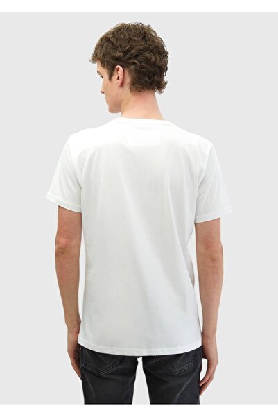 Ramsey White Printed Crew Neck 100% Cotton T-shirt