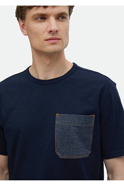 Ramsey Μπλουζάκι με λαιμόκοψη 100% βαμβακερό Navy Blue