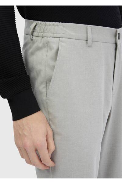 Ramsey Ανοιχτό γκρι ίσιο υφαντό παντελόνι Jogging Fit Casual