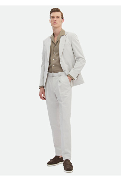 Ramsey Beige Slim Fit Zeroweight Cotton Blend Suit