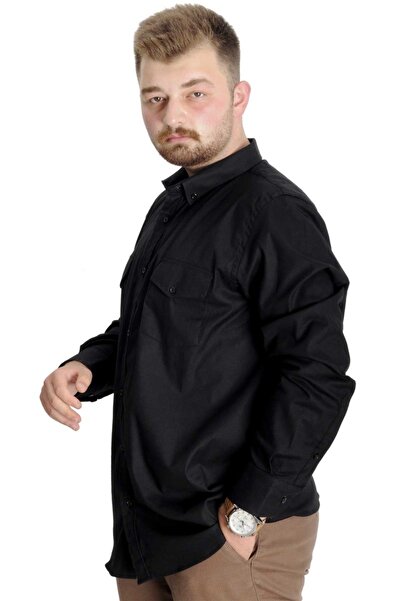 ModeXL Mode Xl Men's Shirt Ukol Gabardine Double Pocket 20360 Black