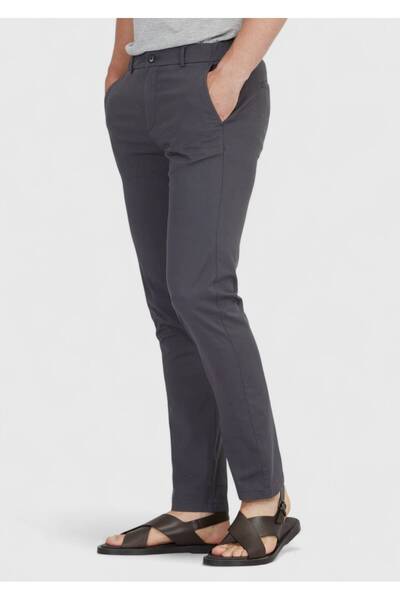 Ramsey Anthracite Plain Woven Jogging Fit Casual Cotton Blend Trousers