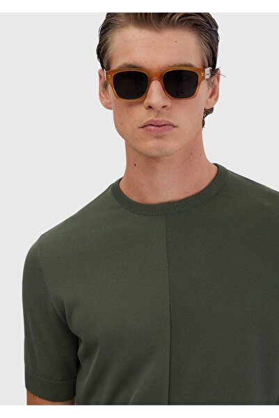 Ramsey Πλεκτό Ζακάρ με λαιμόκοψη χακί