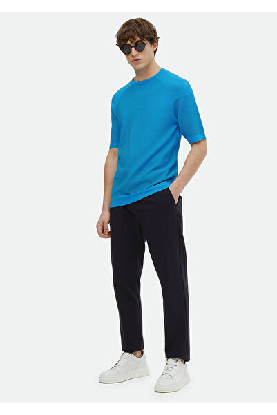 Ramsey Πλεκτό με λαιμόκοψη τιρκουάζ ζακάρ