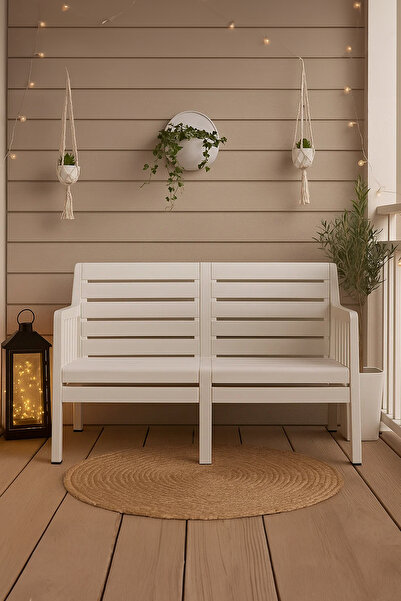 MOBETTO Lara 2'li Koltuk Mindersiz Balkon&teras Bahçe Koltuk / Beyaz