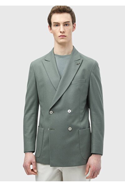 Ramsey Light Green Plain Shirt Shoulder Slim Fit Wool Blend Jacket