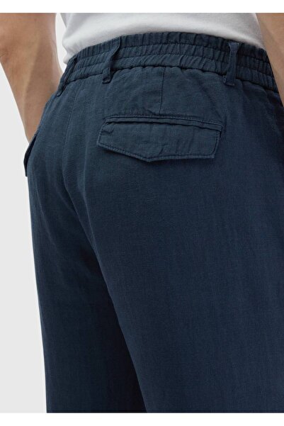 Ramsey Anthracite Plain Woven Jogging Fit Casual 100% Linen Trousers