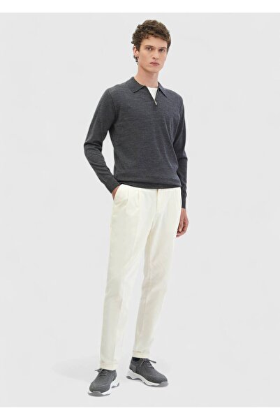 Ramsey Антрацитовий поло з круглим вирізом, прямий крій, 100% вовняний трикотаж