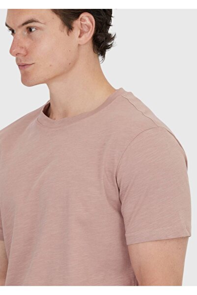 Ramsey Dusty Rose Plain Crew Neck 100% Cotton T-Shirt