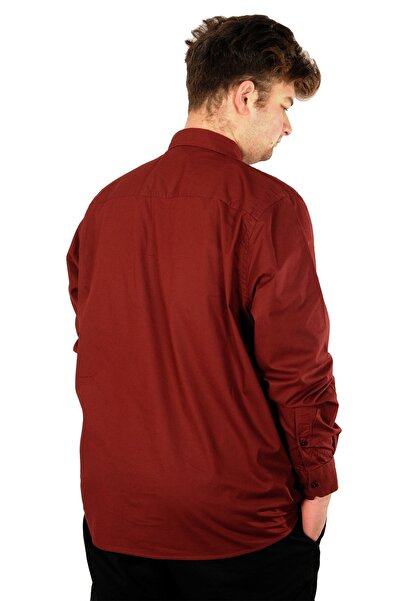 ModeXL Mode Xl Large Size Men's Classic Pocket Shirt Lycra 20350 Claret Red