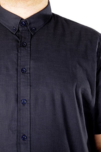 ModeXL Mode Xl Великий розмір Чоловіча сорочка з льону з еластаном 20393 Синя