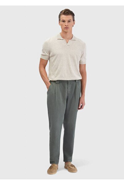 Ramsey Χακί ίσιο υφαντό Jogging Fit Casual βαμβακερό παντελόνι