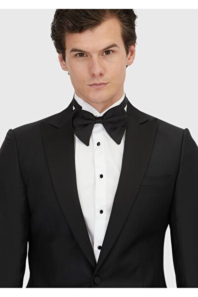 Ramsey Black Plain Fashion Slim Fit Double Breasted Lapel Woven Tuxedo Suit